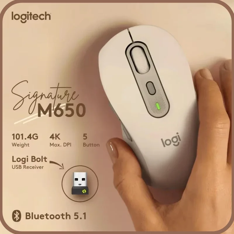 لوجيتك M650/M650L أصلي - ماوس لاسلكي SilentTouch، مستشعر بصري عالي الدقة، عمر بطارية طويل لمدة 24 شهرًا