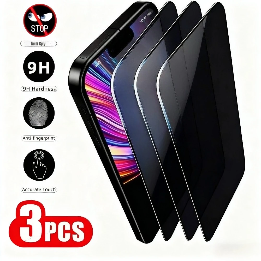 

3 шт., антишпионская защитная пленка для экрана для iPhone 17 16 15 14 Pro Air 16 15 Plus, закаленное стекло для iPhone 13 12 11 Pro Mini XR XS Max