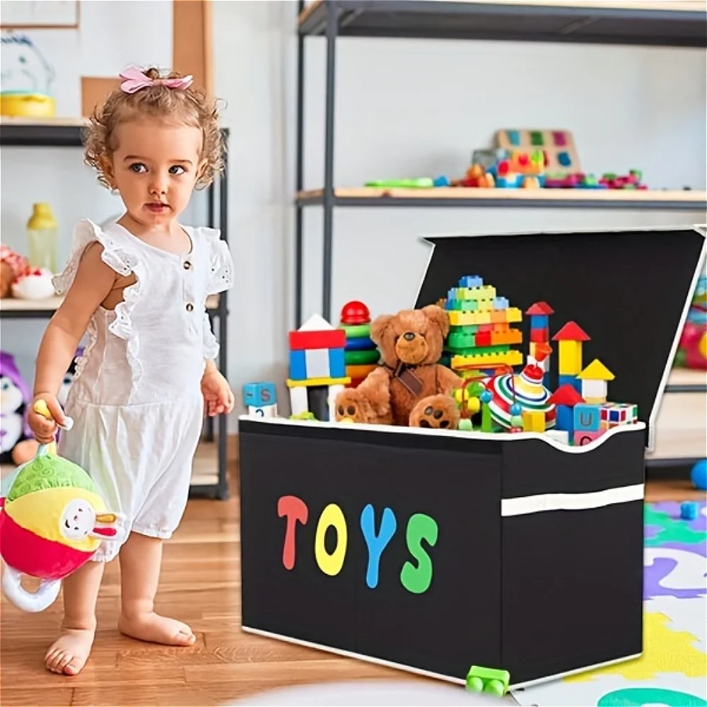 Oversized Toy Box - Multi-functional Collapsible Storage Box with Lid, Easy To Assemble for Kids, Nursery, Playroom, Closet, Etc