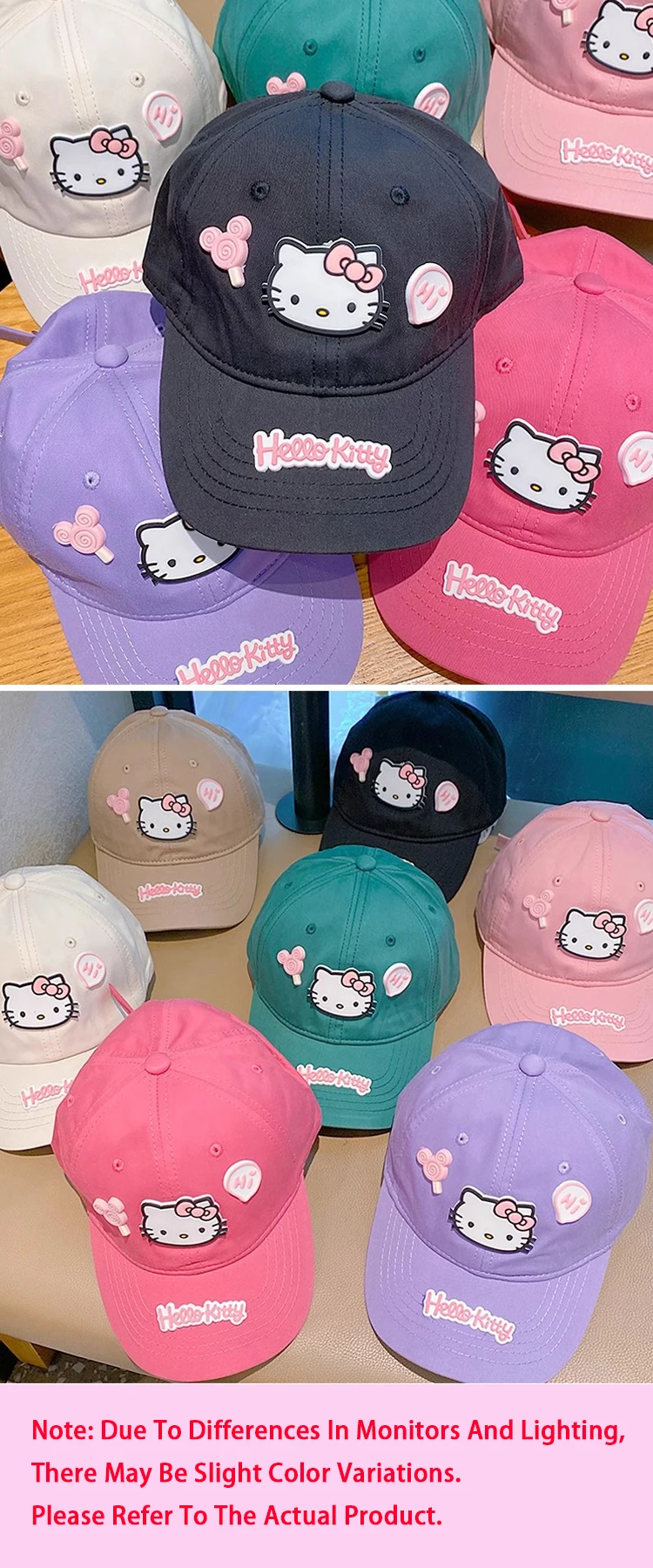 Hello Kitty Baseballkappe für Teenager, Frühling/Sommer 3D Cartoon Sanrio Entenschnabelmütze mit breiter Krempe, Reise-Sonnenhut, Urlaubsgeschenke – Detail 5