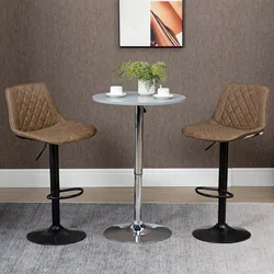 Zestaw HOMCOM 2 regulowane wysokość stołki kuchenne 46,5x51x86-106 cm brązowy
