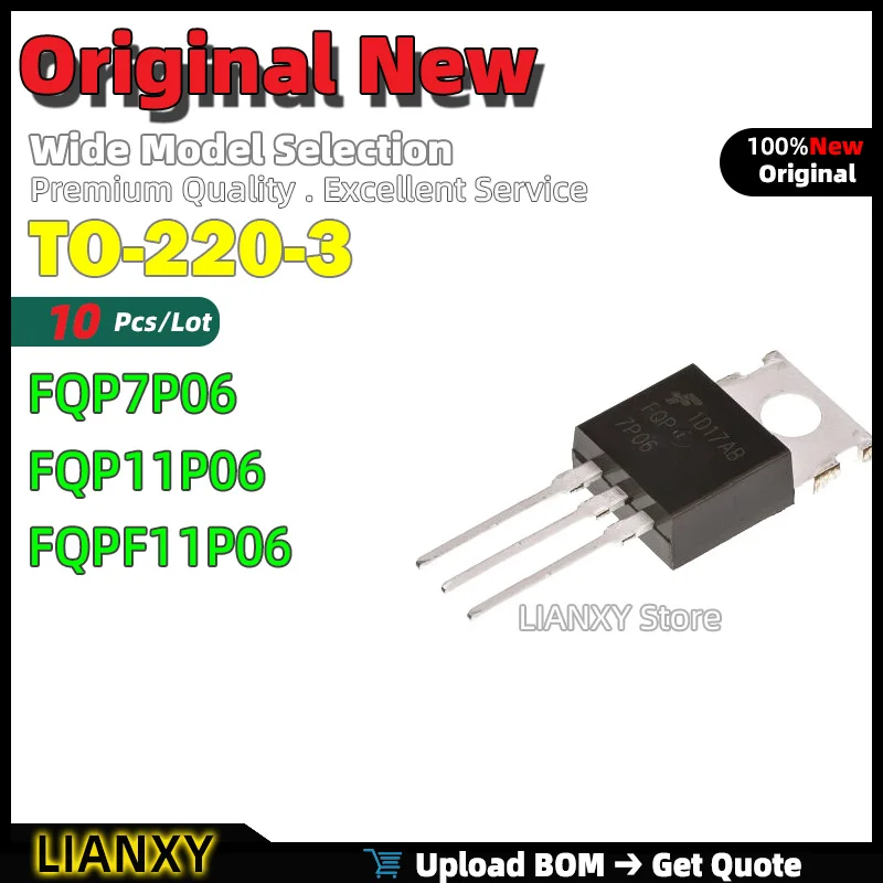 10pcs-to-220-3-fqp7p06-fqp11p06-fqpf11p06-p-channel-mosfet-novo-original