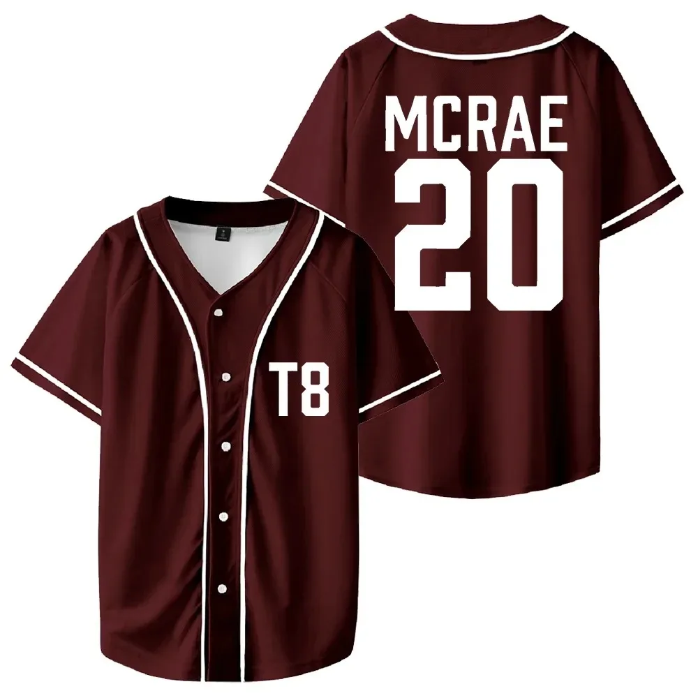 

2026 3D Tate McRae 20 Merch T8 Baseball Jersey Unisex Short Sleeve Tee Casual Streetwear Women Men Clothes