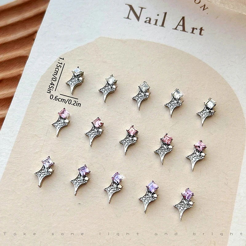 5 uds. De dijes para uñas de asterismo de aleación 3D, piezas de decoraciones de estrellas con diamantes de imitación brillantes, suministros de materiales artísticos