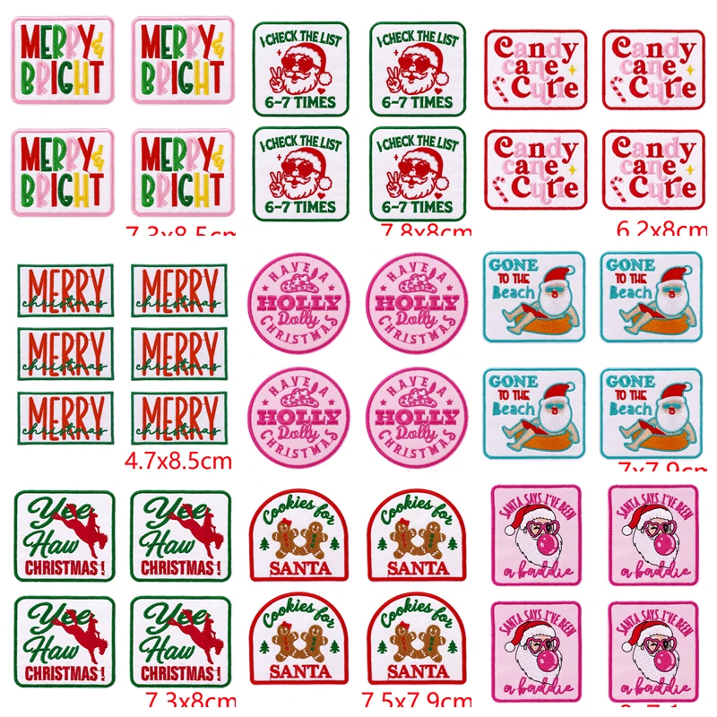 Embroidery Xmas Decorations - 10 Adet Noel Tatili Ütüyle Yapışan