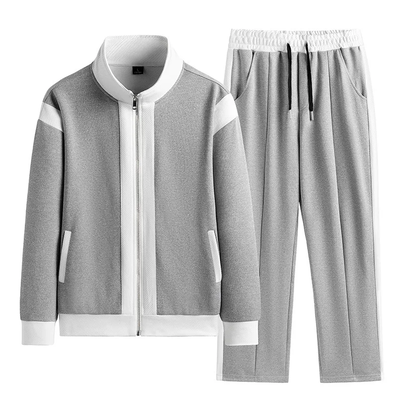 

Men's Baseball Korean Sportswear Jogging Sets Suit Jacket and Trousers Two-piece Running Sets FashionPatchwork Quality Tracksuit