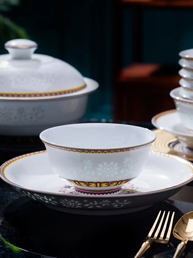 Dishes for home use exquisite porcelain enamel glaze under color high-end side tableware set