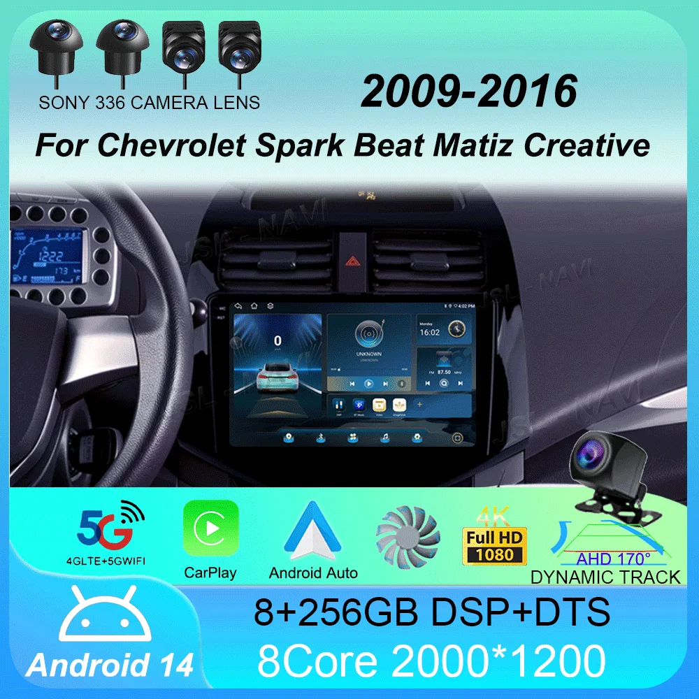 Car Radio Android 14 Carplay Auto Multimedia Player for Chevrolet Spark Beat Matiz Creative 2009 – 2016 E53 X5 M5 2din Stereo