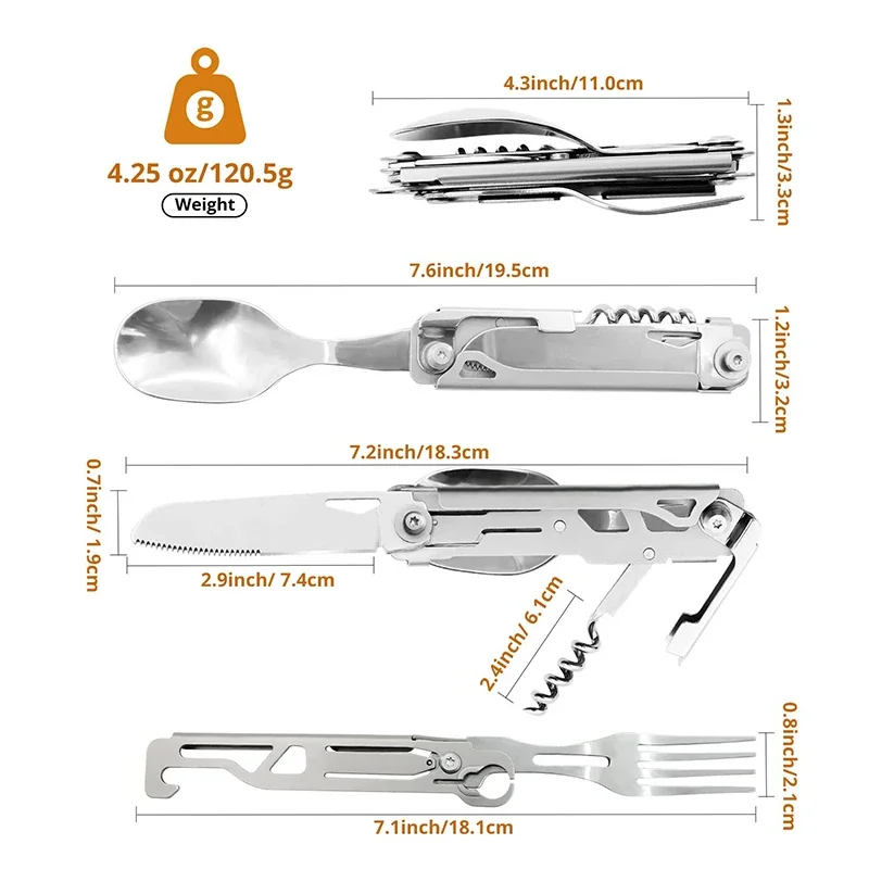 Folding Camping Cutlery Multi-function Portable Tableware Knife Spoon Fork Bottle Opener Can Opener Camping Equipment for Picnic