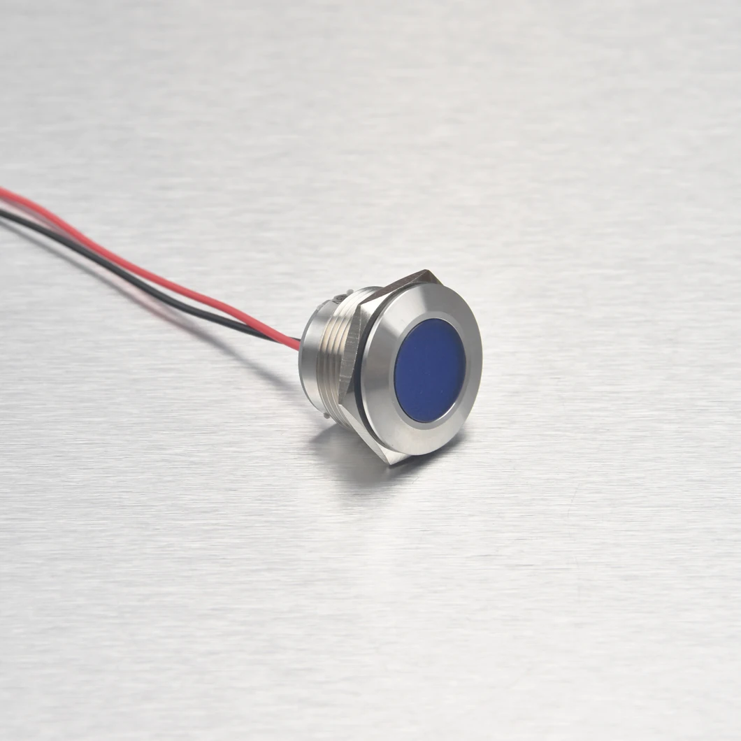 

30MM Flat Head Industrial Signal Pilot Lamp AC/DC 3-48V/220V Metal LED Indicator Light High Brightness with 150MM Wire Cable