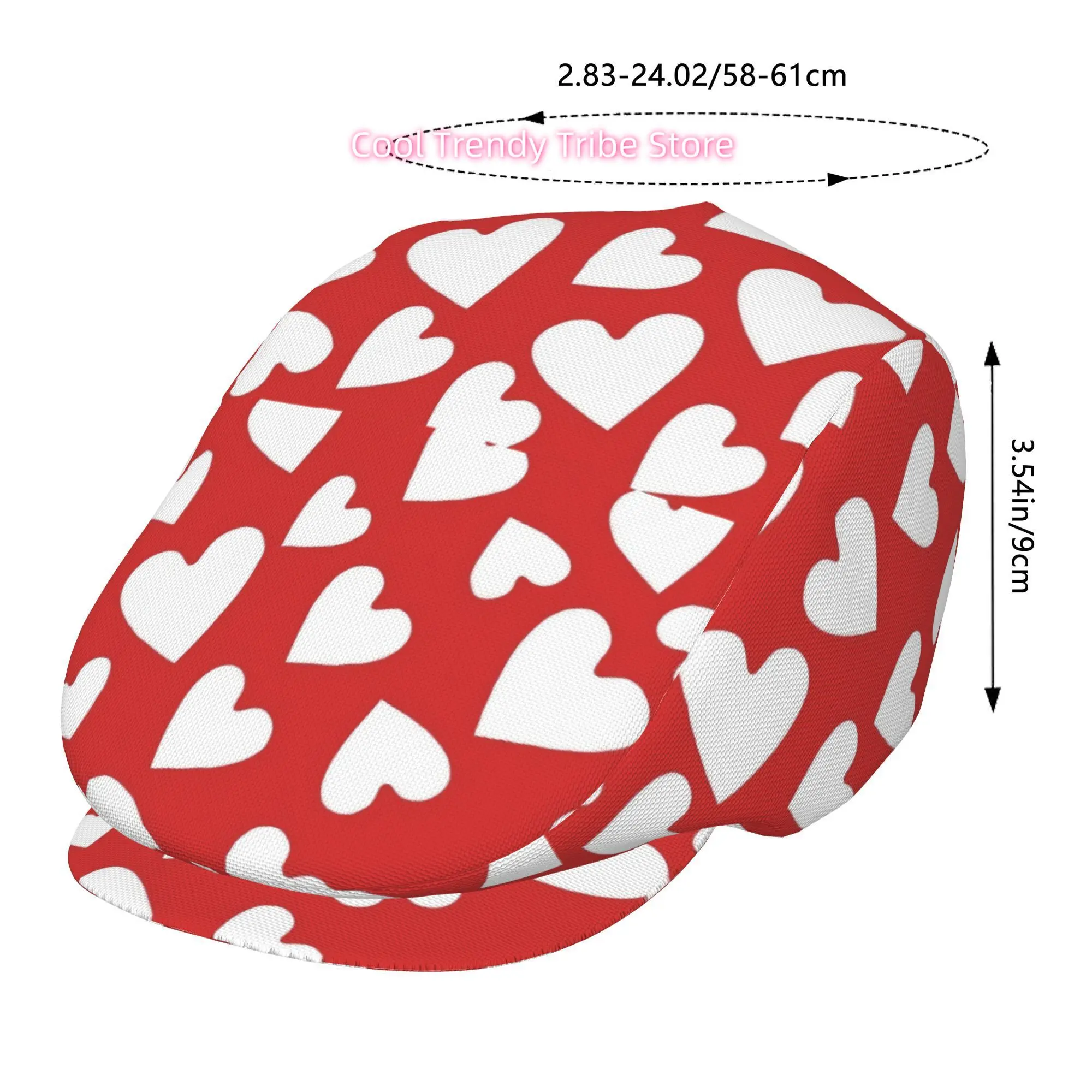 1pc of a Red Heart Dotted Beret, a Vintage Newsboy Hat, Suitable for Everyone, an Essential Fashion Item for Both Outdoor Activi