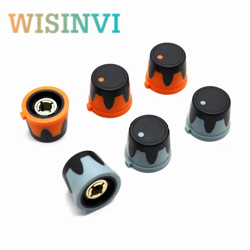 5pcs rubber Knob frequency converter potentiometer Knob cap Screw Machinery knob cap Diameter 24mm Height 19mm Round hole 6MM