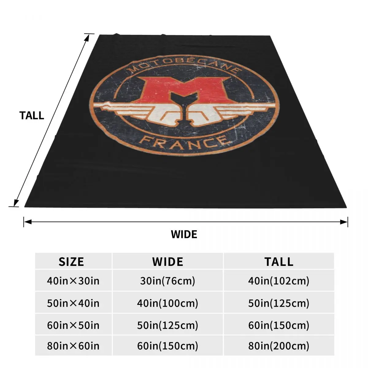 Motobecane Retro Badge Blanket Soft Warm Flannel Throw Blanket Bedding for Bed Living room Picnic Travel Home Sofa