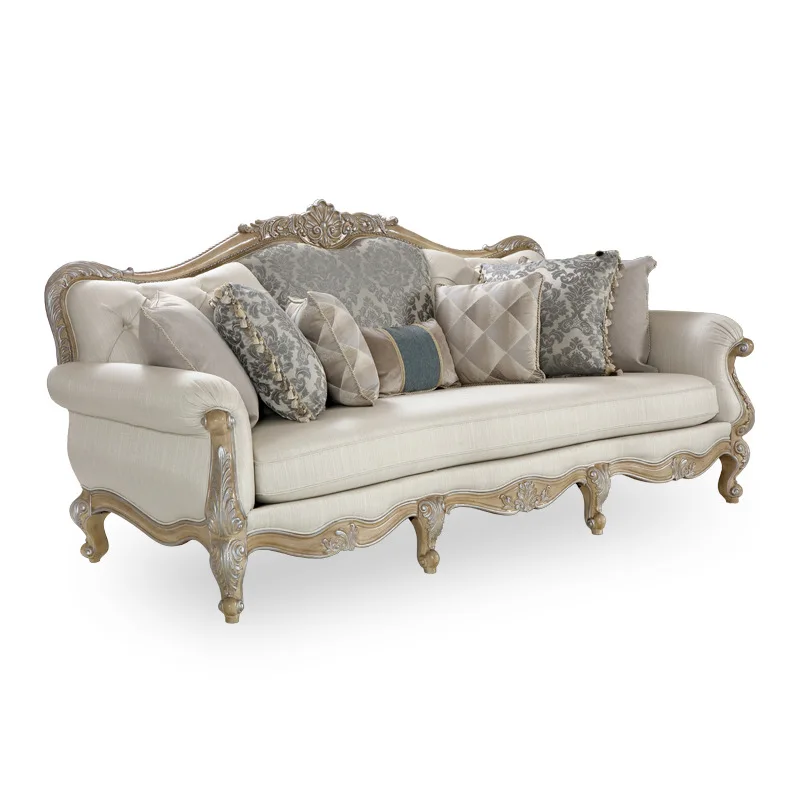 Neoclassical birch carved bedroom soft bag bed bedside table combination simple French 1.8 meters princess bed furniture