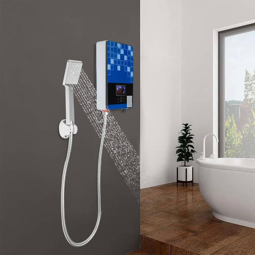 Tankless Electric Hot Water Heater 4500W 110V Instant Water Heater On Demand Bath Shower with LED Screen Display for Bathroom