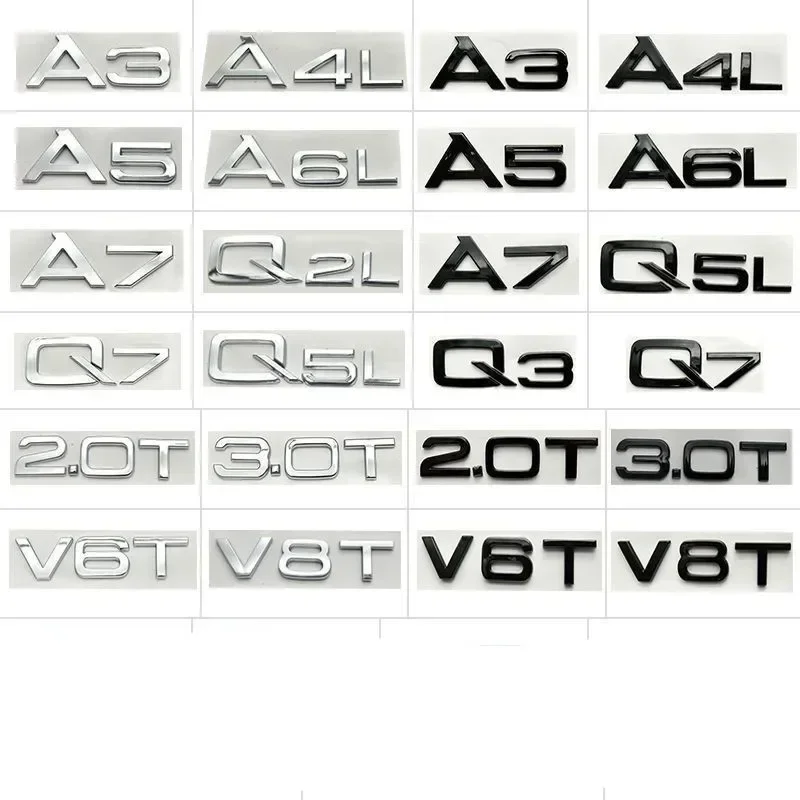 

1PC Audi Car Rear Sticker Car For Audi 1.8T 2.0T 2.4 3.0T 3.2 3.6 4.2 A3 A4 A5 A6 A7 A8L Q3 Q5 Q7 Emblem Badge Logo Accessories
