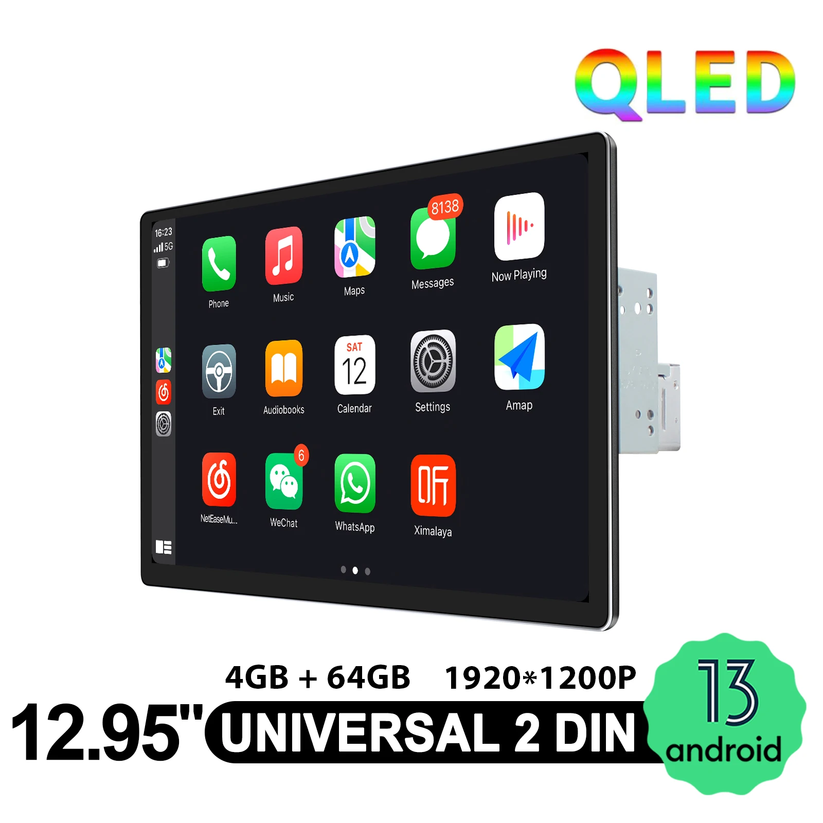 JOYING 2Din 12.95 بوصة QLED راديو السيارة ستيريو 1920x1200P وحدة رأس عالمية لاسلكية Carplay وأندرويد دعم تلقائي للتحكم في التوجيه #6