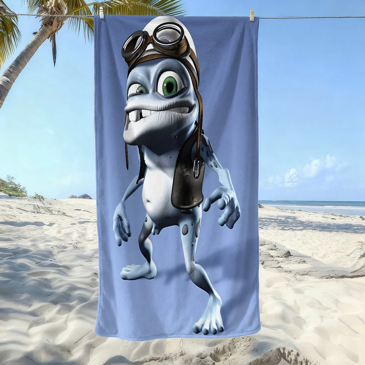 Customize Crazy Frog Ultra-Fine Fiber Beach Towel, a Soft and Comfortable Beach Towel Suitable for the Beach, Swimming, Gym, Yog