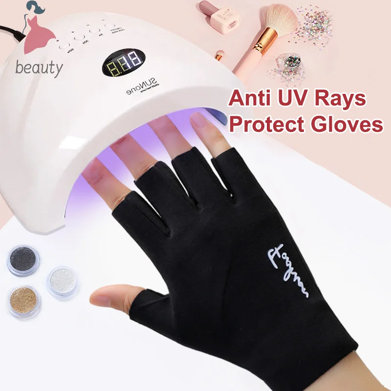 Guantes de protección contra rayos Uv para uñas, lámpara Led, a prueba de radiación, para manicura, 2 piezas