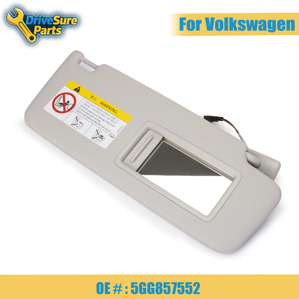 

5GG857552 Grey Car Front Right Inner Sun Visor with Makeup Mirror Sunshield For VW Golf 7 MK7 2013-2021 Auto Replacement Parts