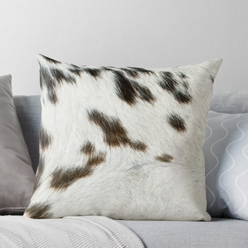 

Cruelty free Cowhide Tan, black and white 2 Throw Pillow Pillows Aesthetic Luxury Cushion Cover