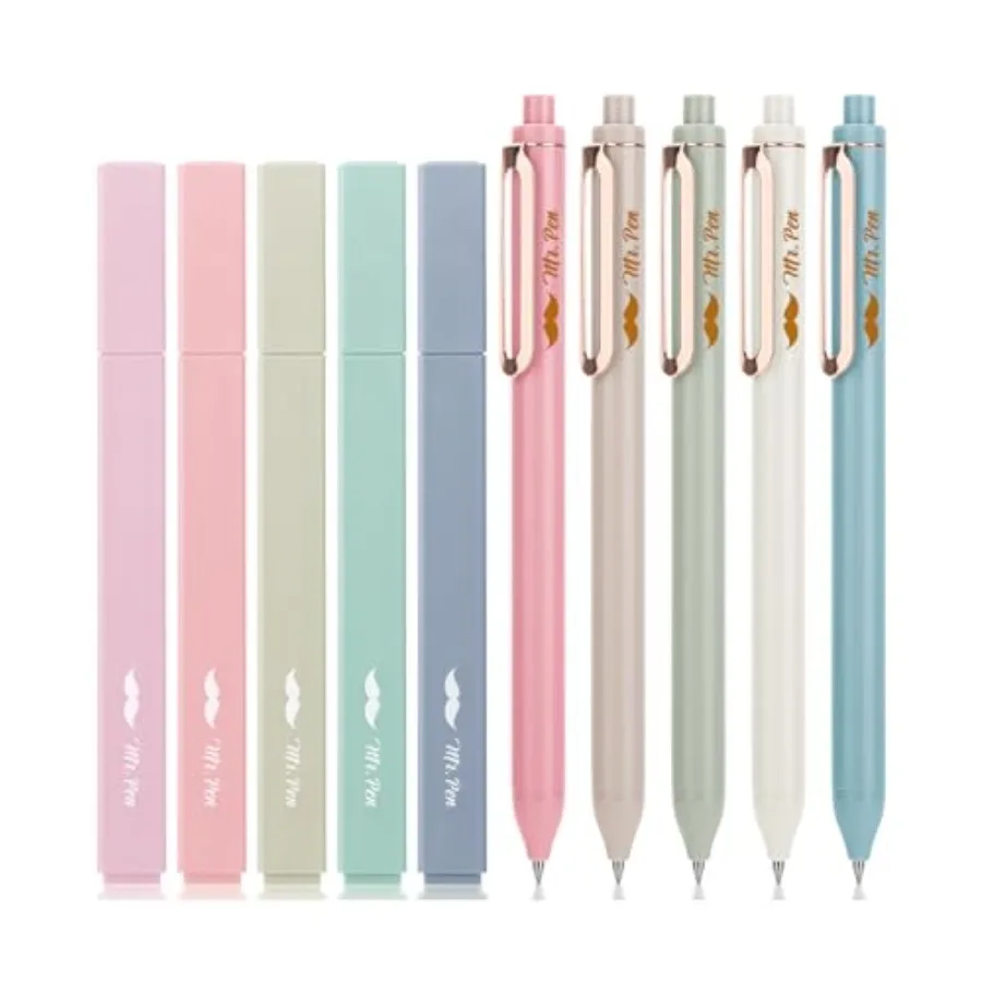 

- Aesthetic Highlighters and Gel Pens, 10 Pack, Assorted Colors Bible Highlighters No Bleed, Black Ink Gel Pens, Fast Dry and N