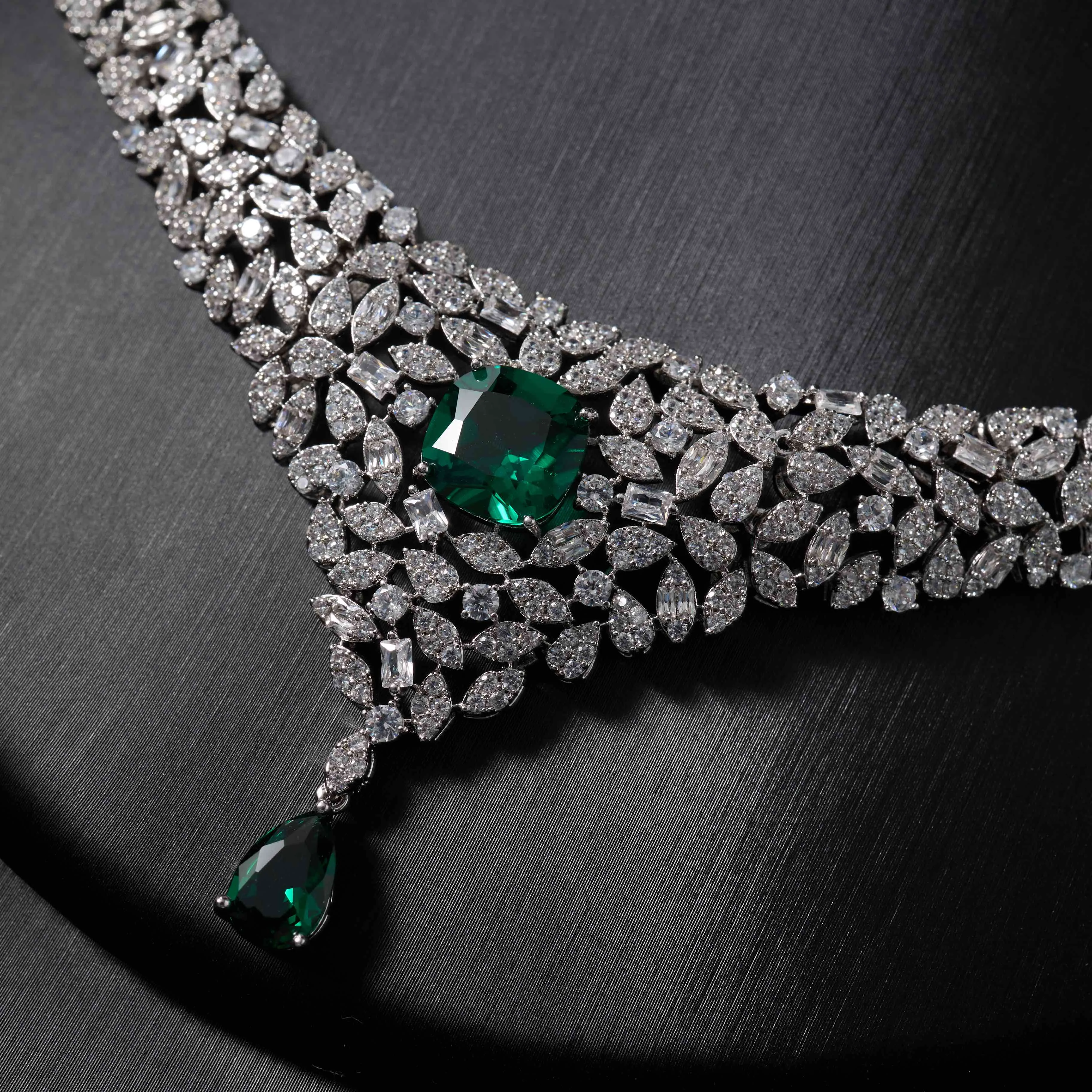 023818 Women Necklace Sets Cubic Zirconia Bridal Jewelry DuBai Saudi Wedding Engagement Party Festival Jewel Accessory