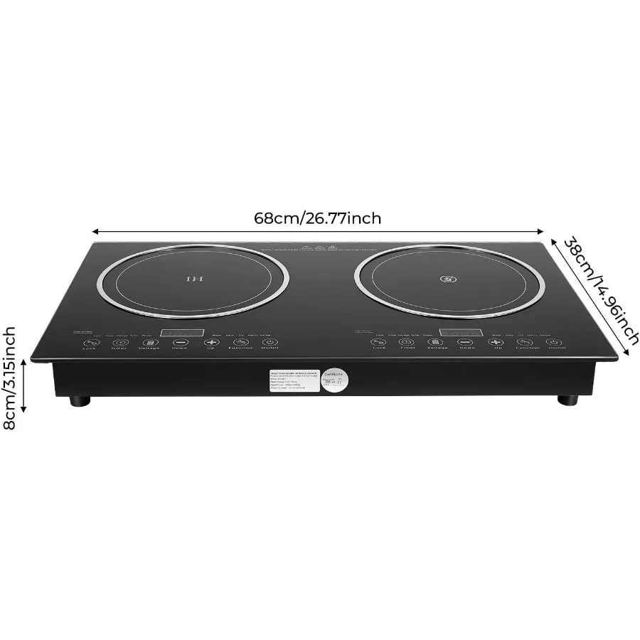 2400 واط الشعلات المزدوجة التعريفي كوكتوب 110 فولت موقد كهربائي محمول مع الزجاج المقسى قفل أمان علوي 8 إعدادات الطاقة والعتاد C