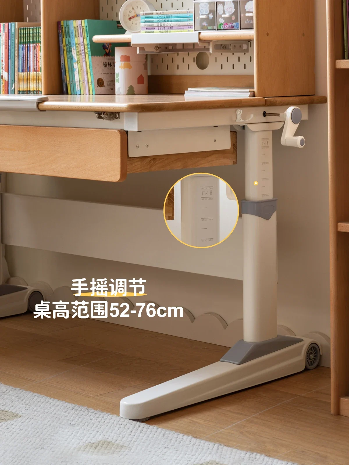 

Solid wood study table can lift desk, writing home table and chair set