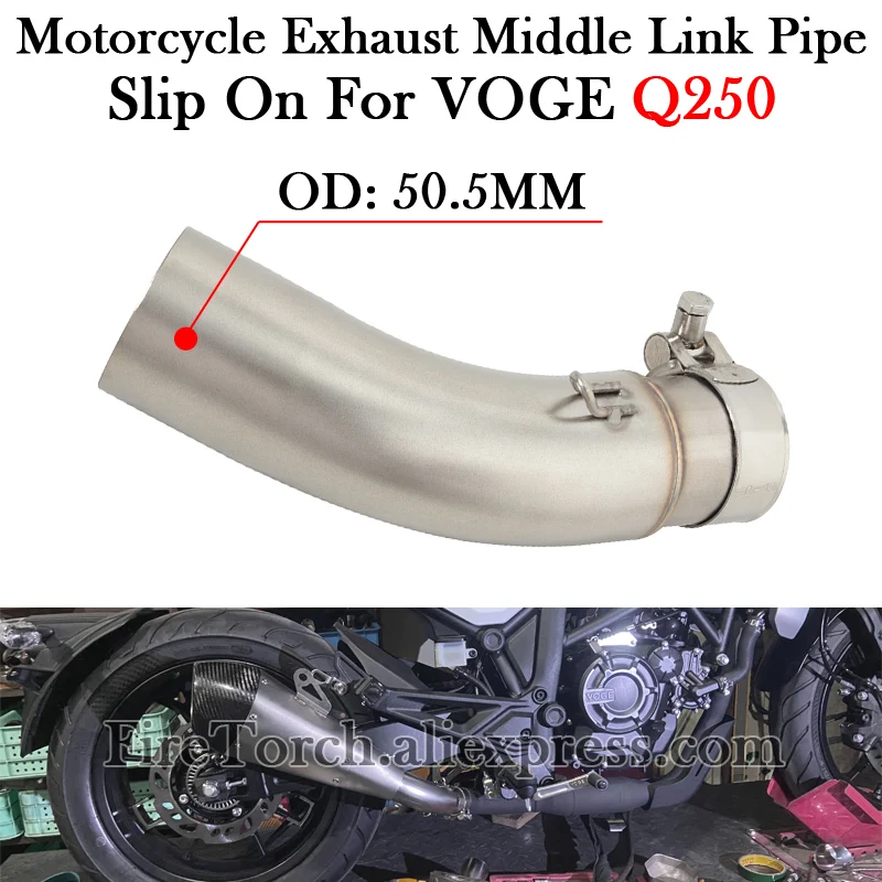 

Slip On For VOGE Q250 Q 250 2023 Year Motorcycle Exhaust System Middle Link Pipe Modify Connect 51MM Muffler Escape Moto GP Tube