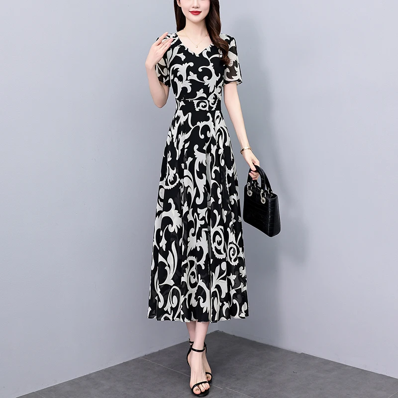 2025 خمر فستان الليل الأسود ميدي Bodycon حفلة فاخرة حفلة موسيقية فستان طويل أنيق المرأة عادية الشيفون الأزهار بوهو شاطئ فستان الشمس