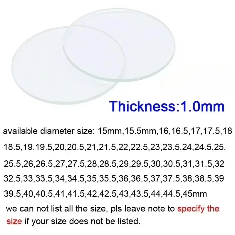 ساعة مسطحة بقطر السُمك والزجاج المعدني الكريستالي، قطع غيار زجاج الساعة الميكانيكية المستديرة، أداة إصلاح العدسة