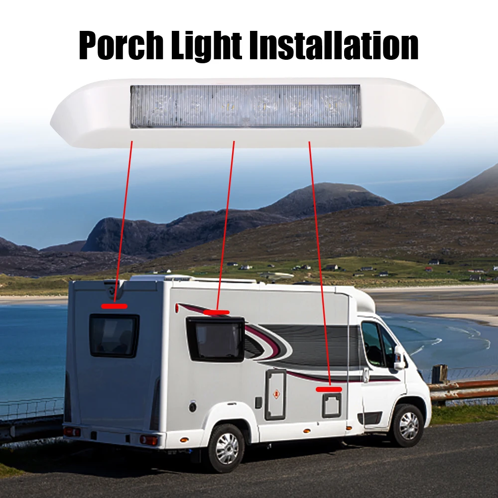 Accesorios para coche, toldo LED, luz para porche, autocaravana, Interior, impermeable, lámparas de pared de 12V para RV, Van, Camper, remolque