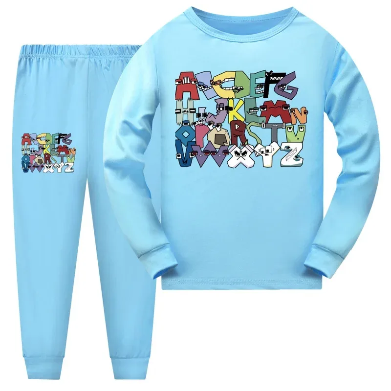 الأولاد الأبجدية لور منامة مجموعات الفتيات منامة دعوى الخريف الربيع الاطفال طويلة الأكمام Homewear ملابس الأطفال ملابس خاصة