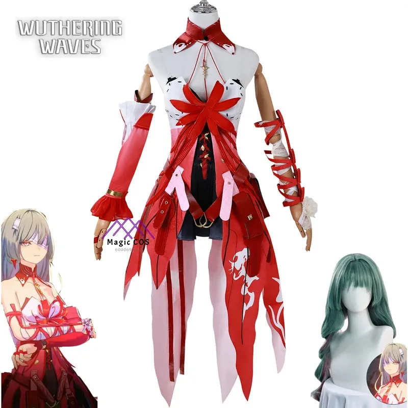 

Game Wuthering Waves Phrolova Red Cosplay Comic-Con Suit for Women Uniform Cos Costume Wig Halloween Party Outfit Anime Clothes