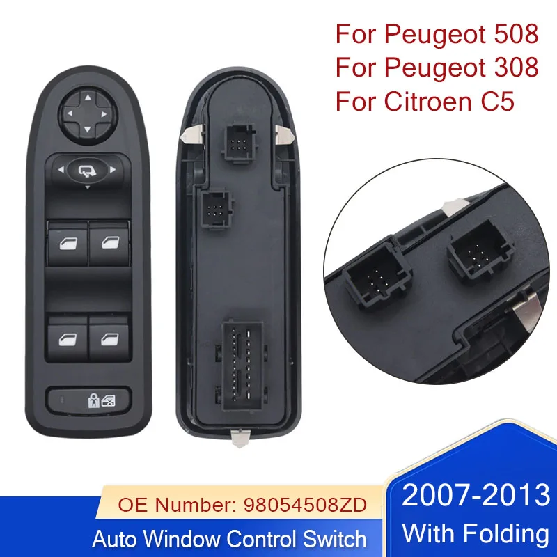 

Power Window Switch For 2007-2013 Peugeot 308 508 Citroen C5 2007-2013 98054508ZD Window Lifter Button 98053439 96644915