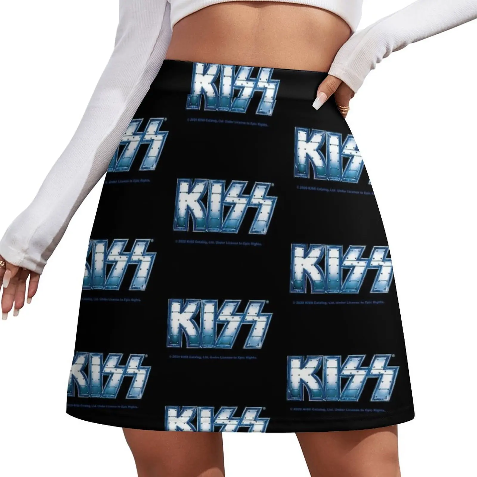 Blue Metal Logo, kiss, kiss fan art, kiss band, kiss music, fanart, the band Mini Skirt skirts summer 2026 woman Miniskirt