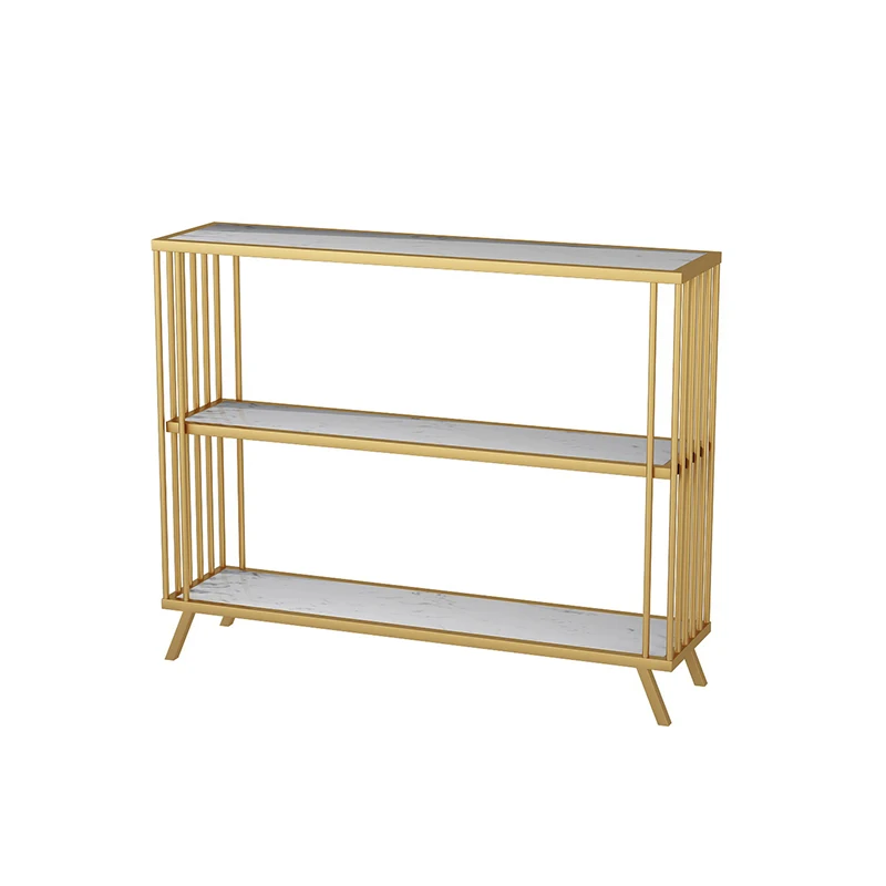 

Light luxury wrought iron shelf Modern simple wall entrance table Nordic bookshelf display stand Creative marble storage
