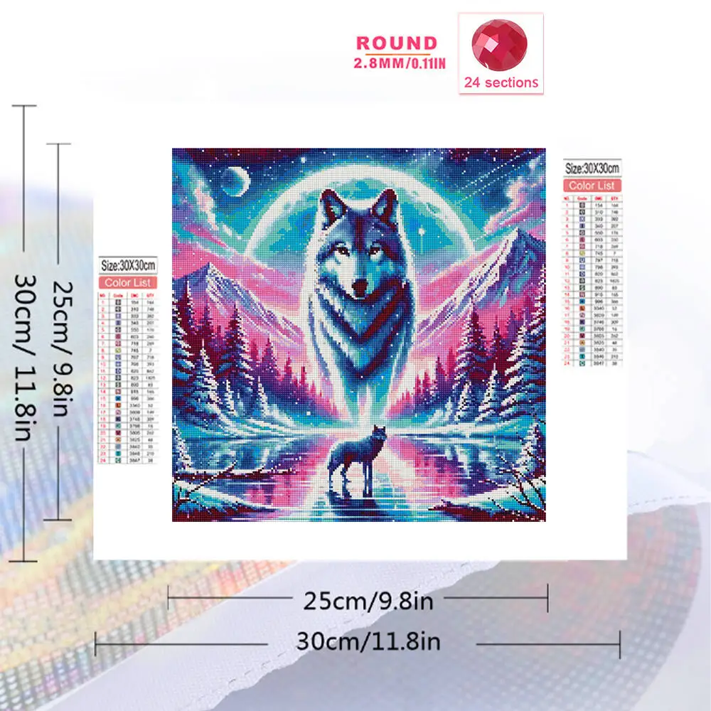 Evershine Full Square Diamond Painting Wolf Animal Rhinestones DIY Diamond Embroidery Moon New Arrival Mosaic Mountain Wall Art