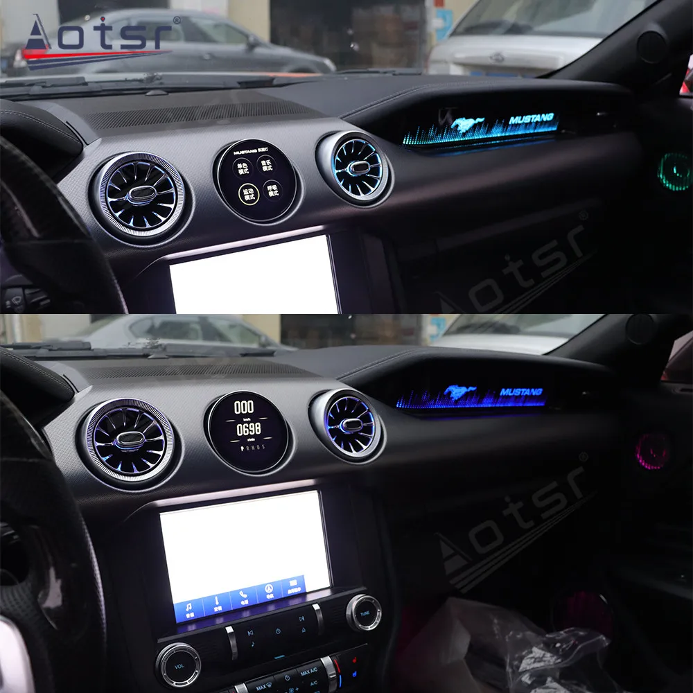 For Ford Mustang 2015 - 2019 LCD Instrument Panel Co Driver\'S Ambient Light Turbo Air Vent Light Multifunctional Digital Player