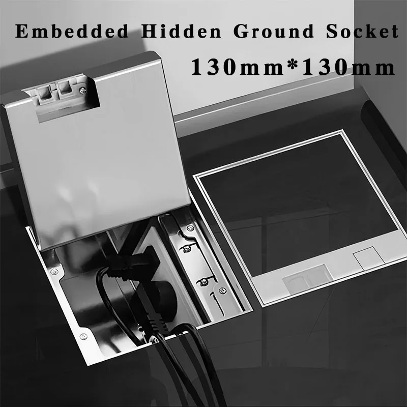 

130mmx130mm Embedded Ultra-Thin Stainless Steel Hidden Floor Socket Outlet Built In Socket EU/US/UK/FR/IL/IT Universal Adapter