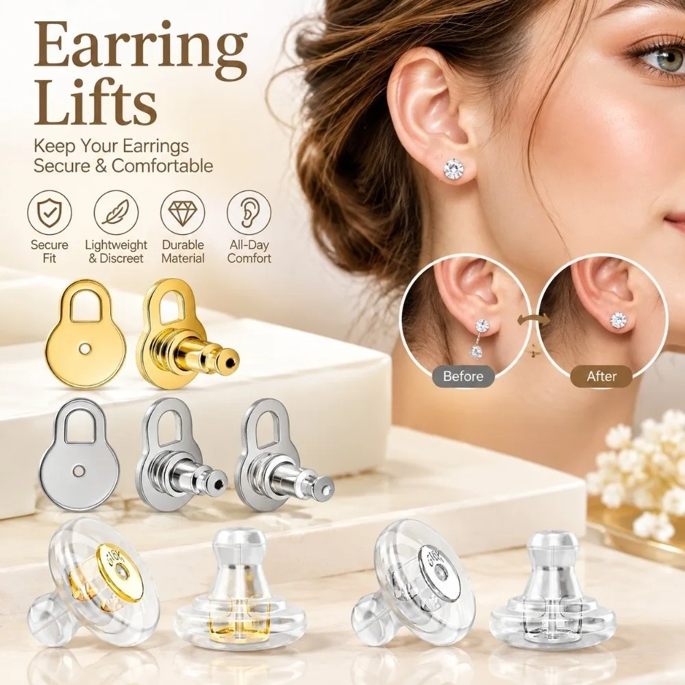 Durable Flexible Earring Lifter Plastic Silicone Earring Support Back Reusable Washable DIY Jewelry Accessory Dangling Earrings