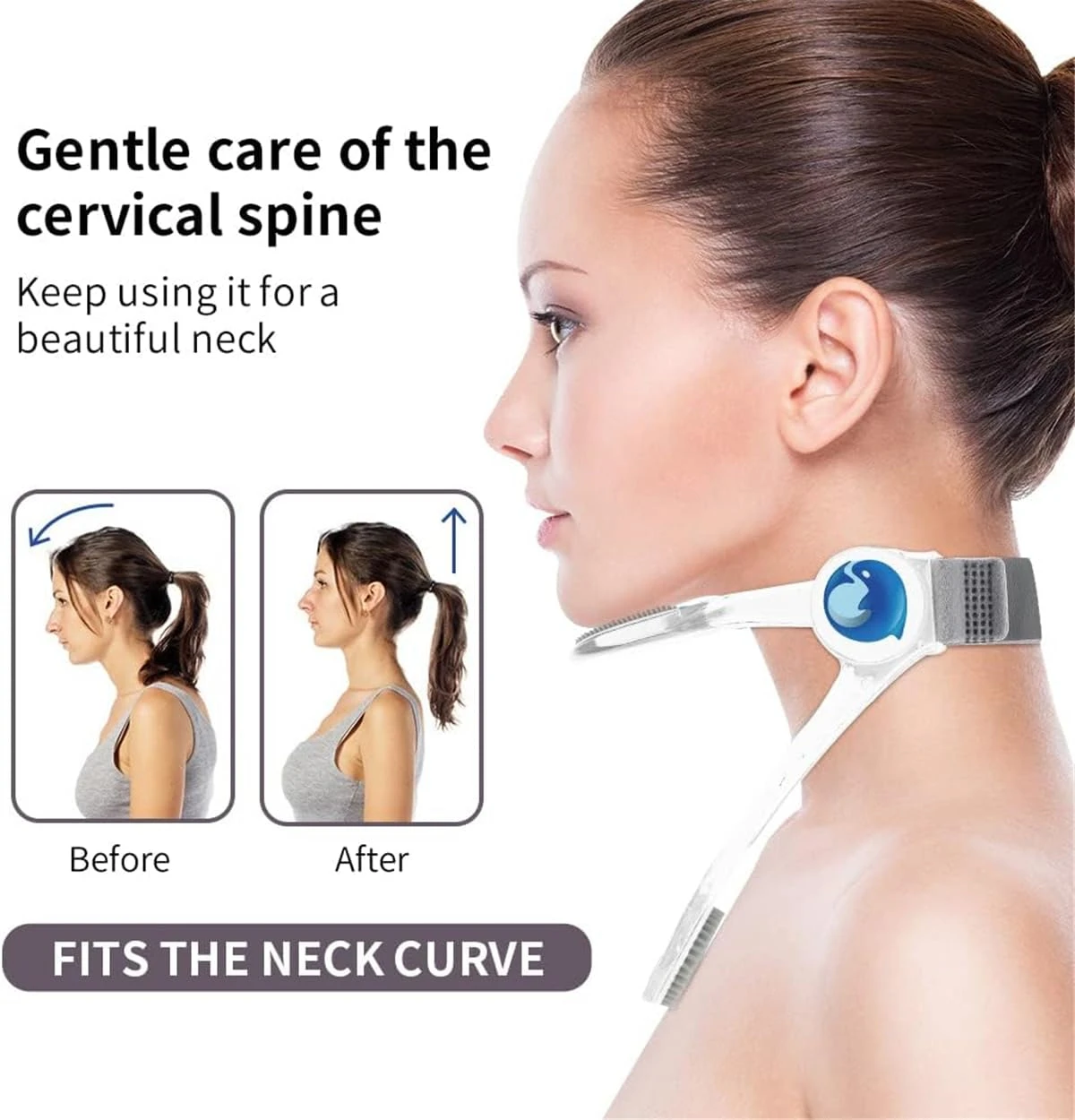 360° Adjustable Soft Neck Collar with Chin Support Cervical Brace for Forward Head Posture Correction And Spine Support Pain Relief