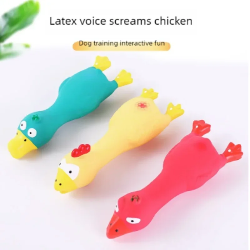 Cute Dog Squeak Toy in Chicken Shape Latex Durable Chew Interactive Pet Supplies for Small to Medium Breeds