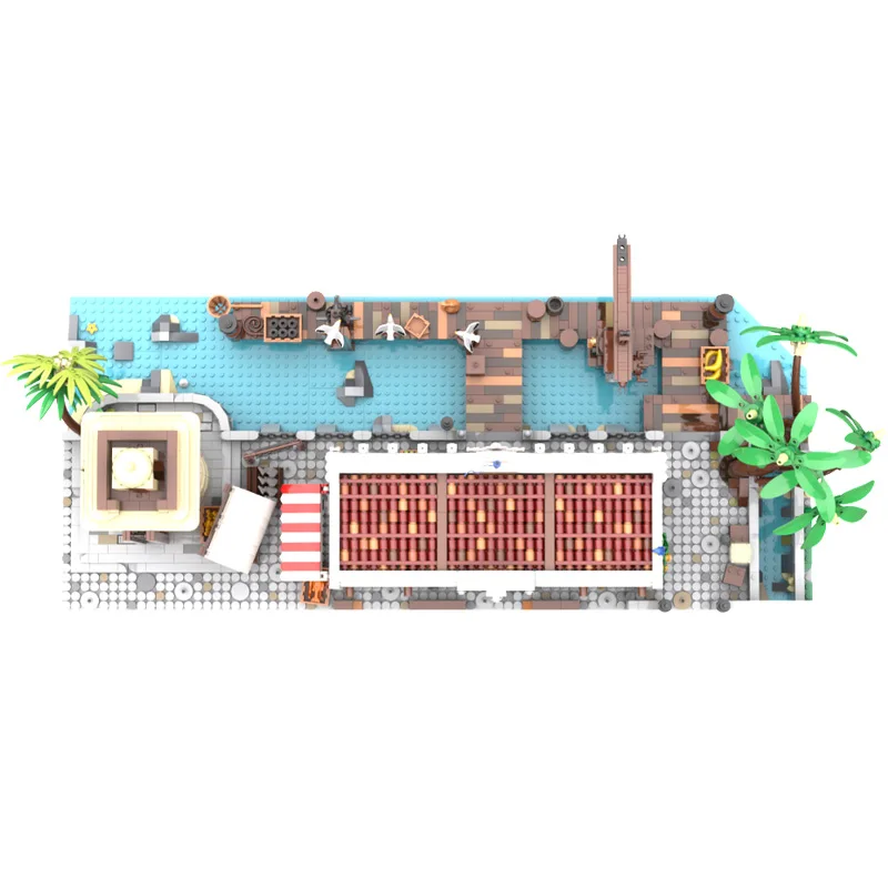 4107 PCS City Ancient Architecture Creative Dock MOC Building Block Model Children's Diy Educational Surprise Toys Birthday Gift