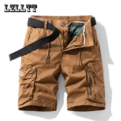 Pantalones cortos Cargo para hombre, Shorts de algodón con múltiples bolsillos, informales, a la moda, para playa, Primavera, novedad, envío directo