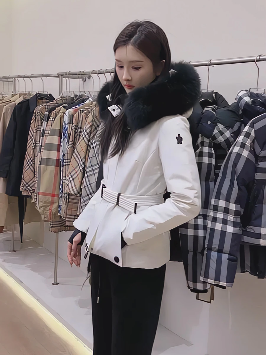 Sli mi-long femmes vers le bas Jaet blanc Du manteau de plumes avec col de fourrure coréen Sle trajet Thiened vêtements d'extérieur d'hiver