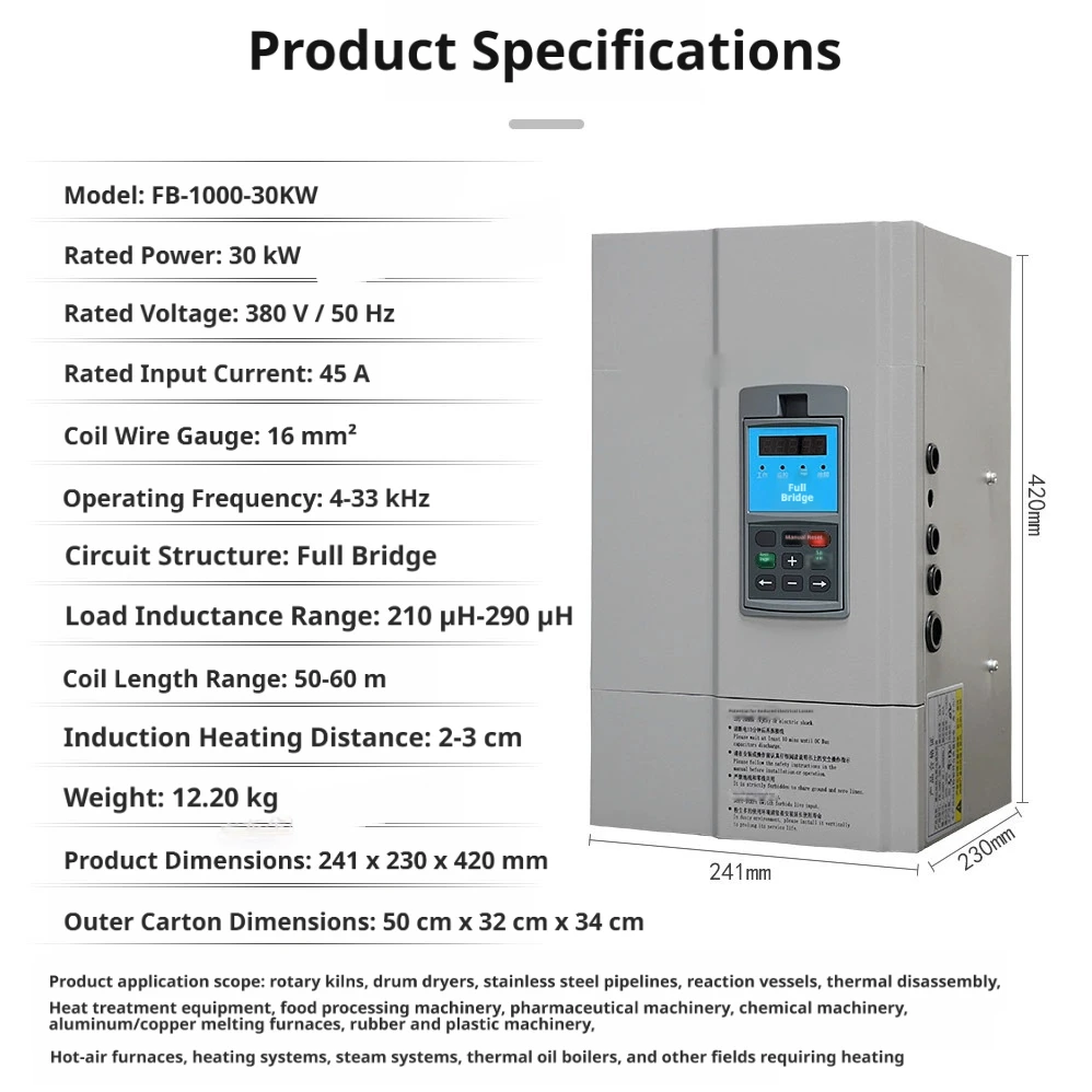 30kw Electromagnetic Heating Equipment, Energy-saving, Variable Frequency Electromagnetic Induction Heater, Wide Inductance