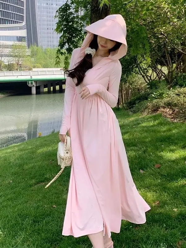

Women's Long Ice Silk Sun Protection Skirt Slim Fit Summer New Style 2026 Fashionable Protective Clothing Purple Color