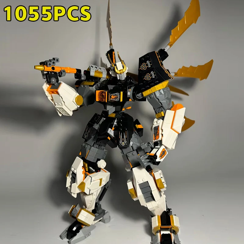

1055 шт., набор строительных блоков Titan Dragon Mech с подвижными крыльями, мечтой и минифигурой, Коллекционная модель для детей и взрослых